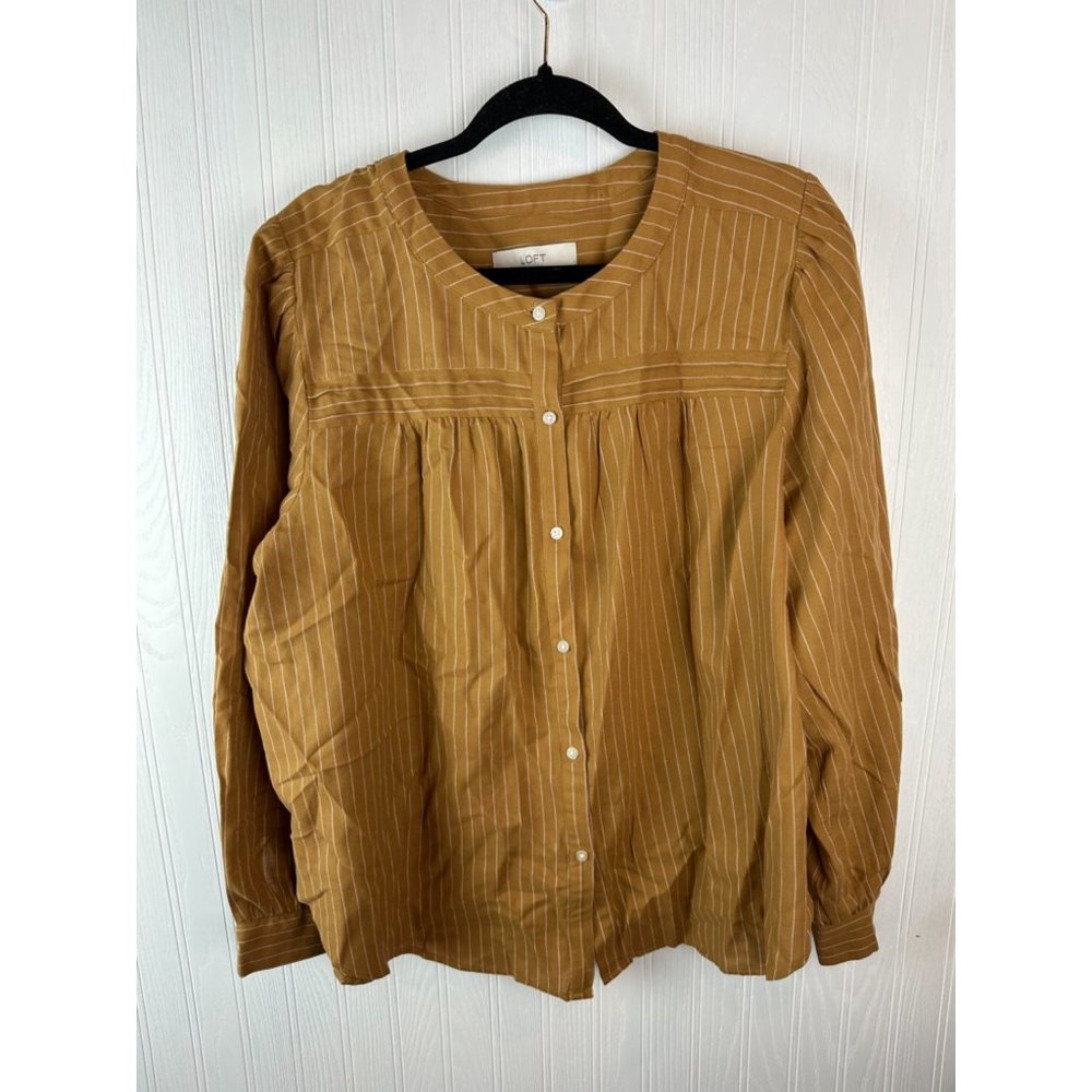 Loft Button up blouse mustard‎ long sleeve size medium